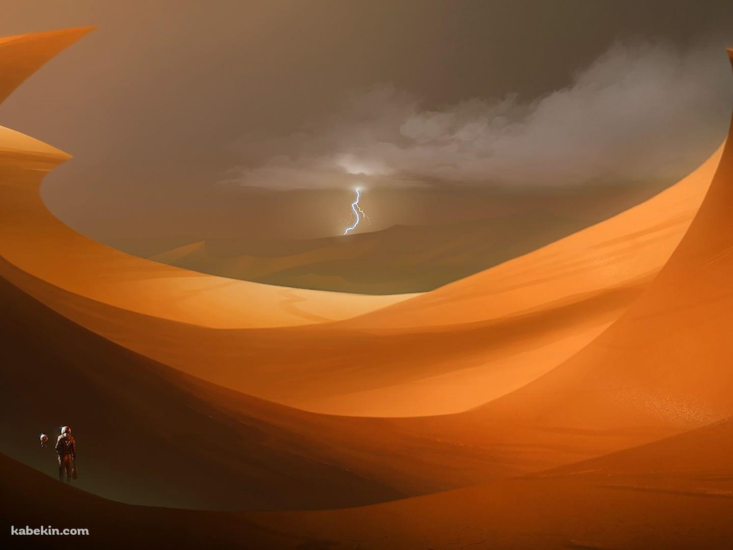砂漠 稲妻 雷の壁紙(1440px x 1080px) 高画質 PC・デスクトップ用