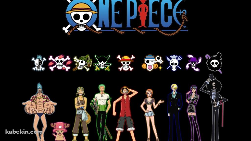 ワンピース ONE PIECE キャラクターとマークの壁紙(1024px x 576px) 高画質 PC・デスクトップ用