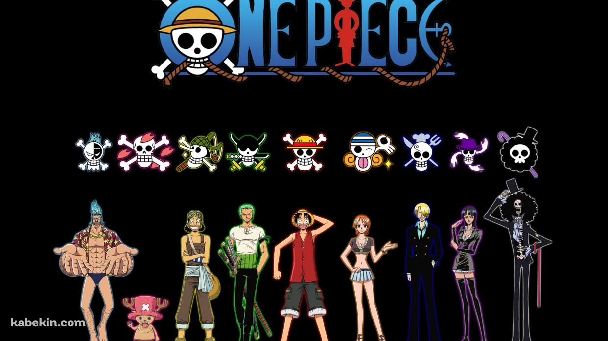 ワンピース ONE PIECE キャラクターとマークの壁紙(1242px x 698px) 高画質 PC・デスクトップ用