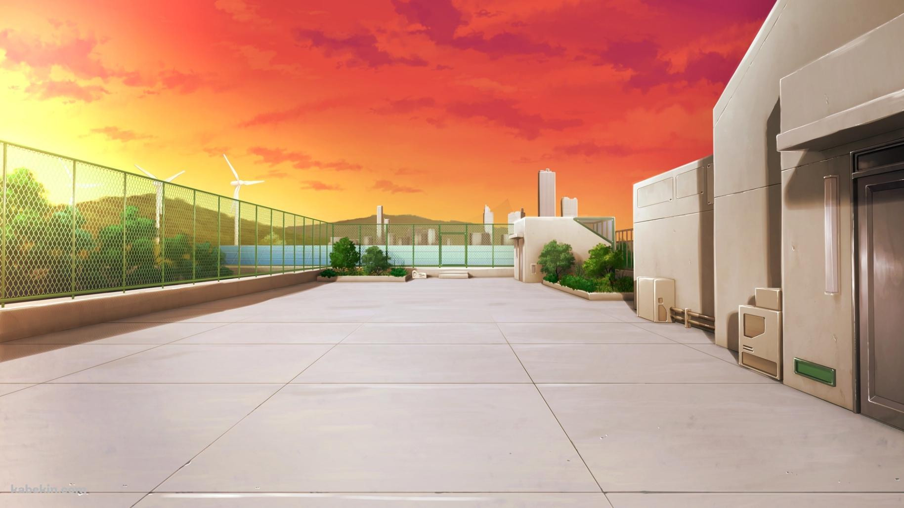 夕暮れ 学校の屋上の壁紙(1829px x 1029px) 高画質 PC・デスクトップ用