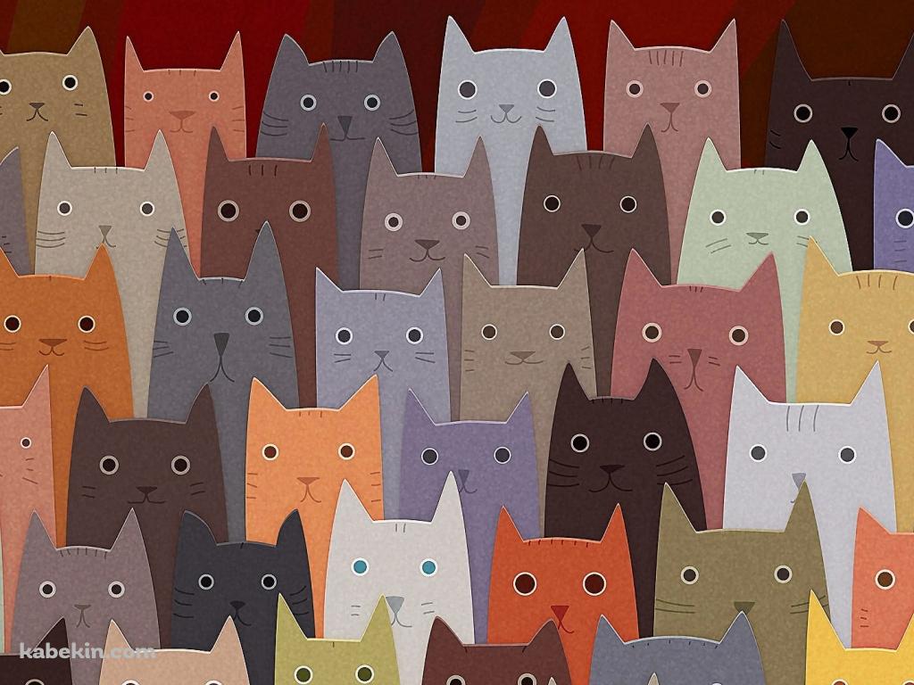 カラフルな猫 イラスト かわいいの壁紙(1024px x 768px) 高画質 PC・デスクトップ用