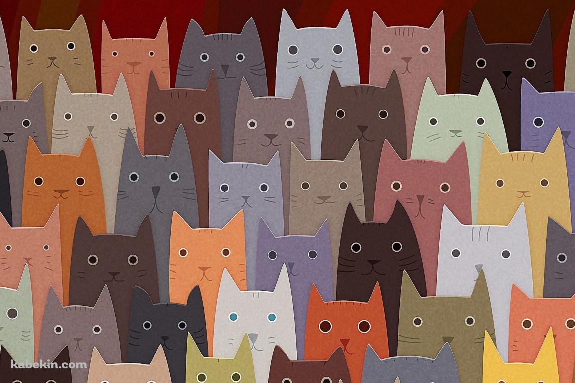 カラフルな猫 イラスト かわいいの壁紙(1152px x 768px) 高画質 PC・デスクトップ用