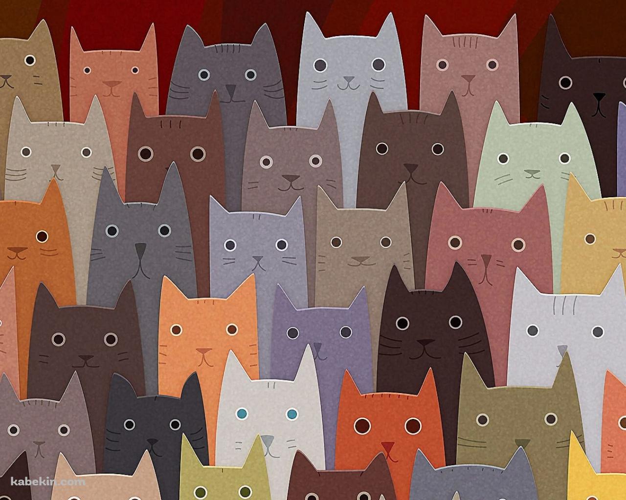 カラフルな猫 イラスト かわいいの壁紙(1280px x 1024px) 高画質 PC・デスクトップ用