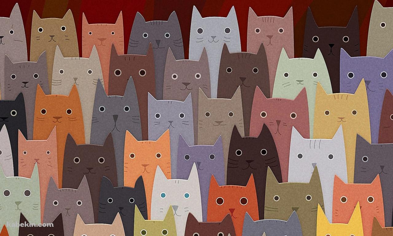 カラフルな猫 イラスト かわいいの壁紙(1280px x 768px) 高画質 PC・デスクトップ用