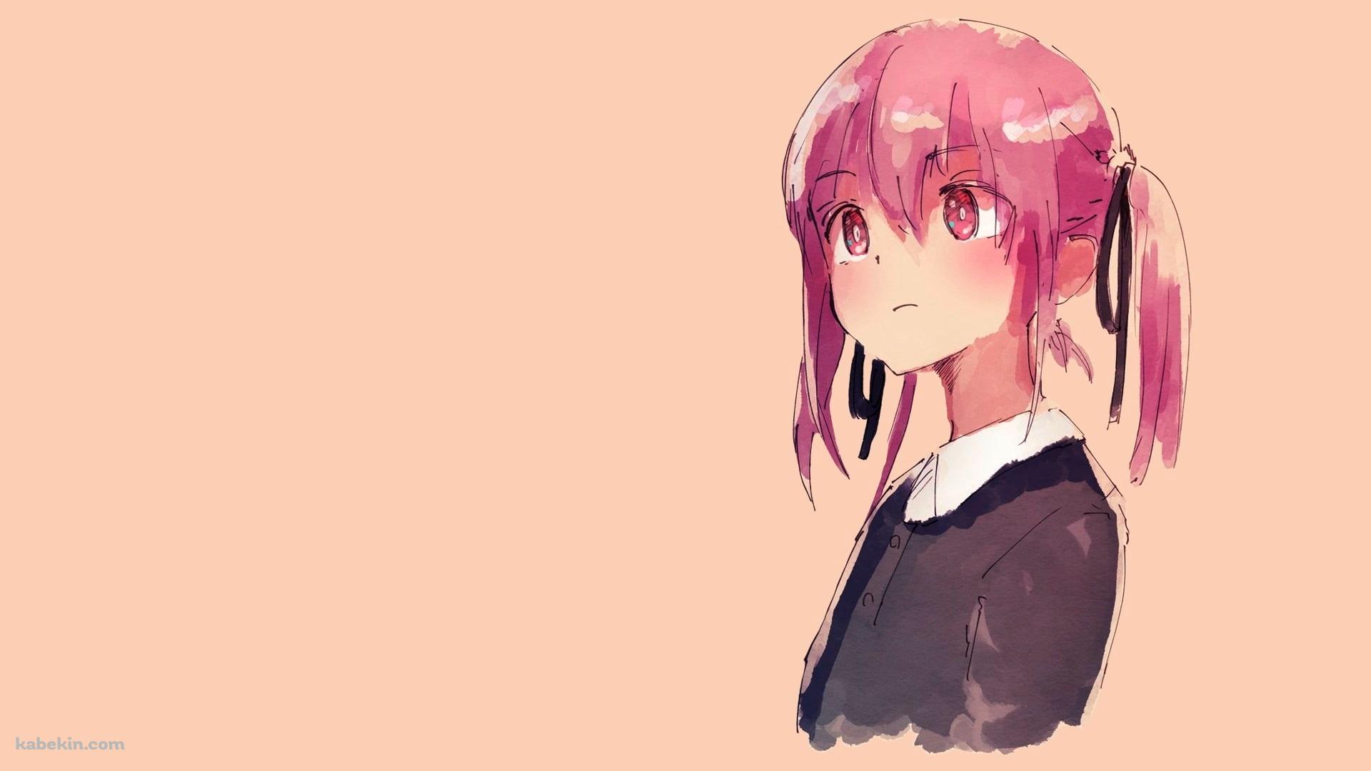 ピンクの髪の女の子 水彩画の壁紙(1920px x 1080px) 高画質 PC・デスクトップ用