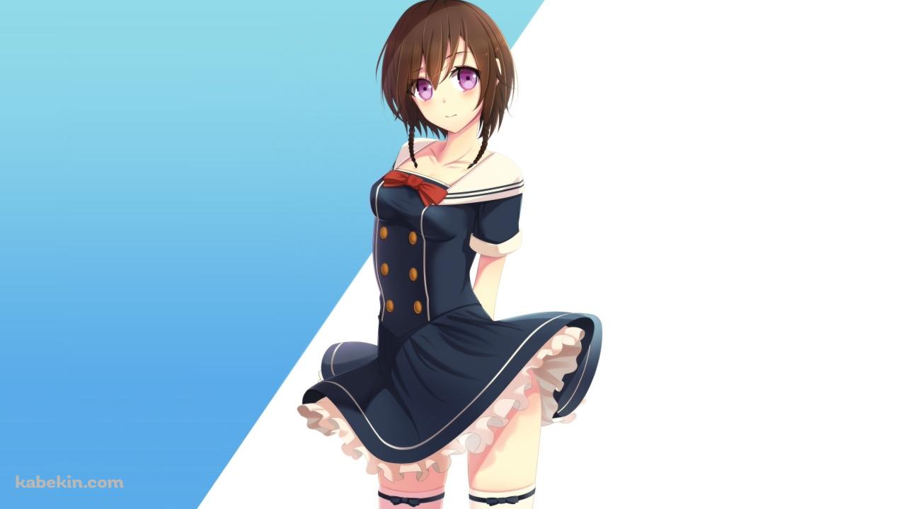 黒い洋服 赤いリボン 女の子の壁紙(1280px x 720px) 高画質 PC・デスクトップ用