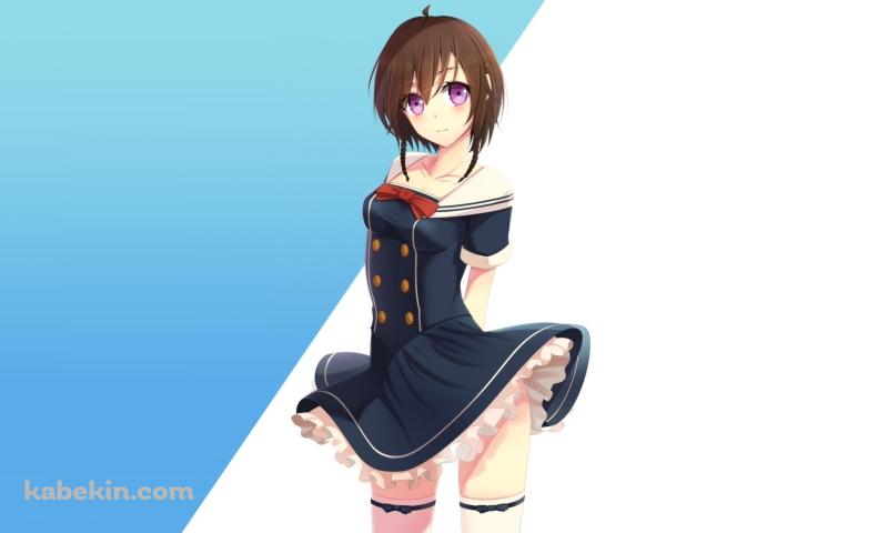 黒い洋服 赤いリボン 女の子の壁紙(800px x 480px) 高画質 PC・デスクトップ用