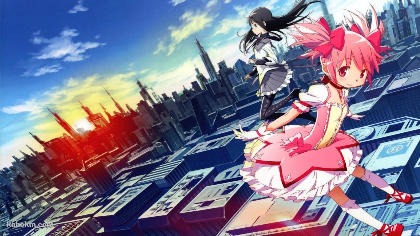 魔法少女まどか☆マギカ  鹿目まどか　暁美ほむらの壁紙(1366px x 768px) 高画質 PC・デスクトップ用