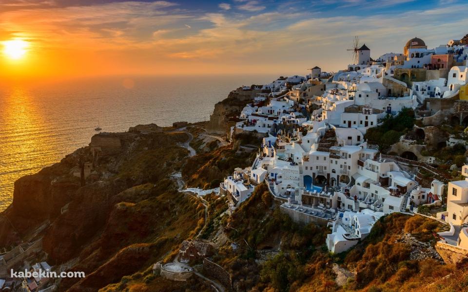ギリシャ エーゲ海 サントリーニ島の壁紙(960px x 600px) 高画質 PC・デスクトップ用