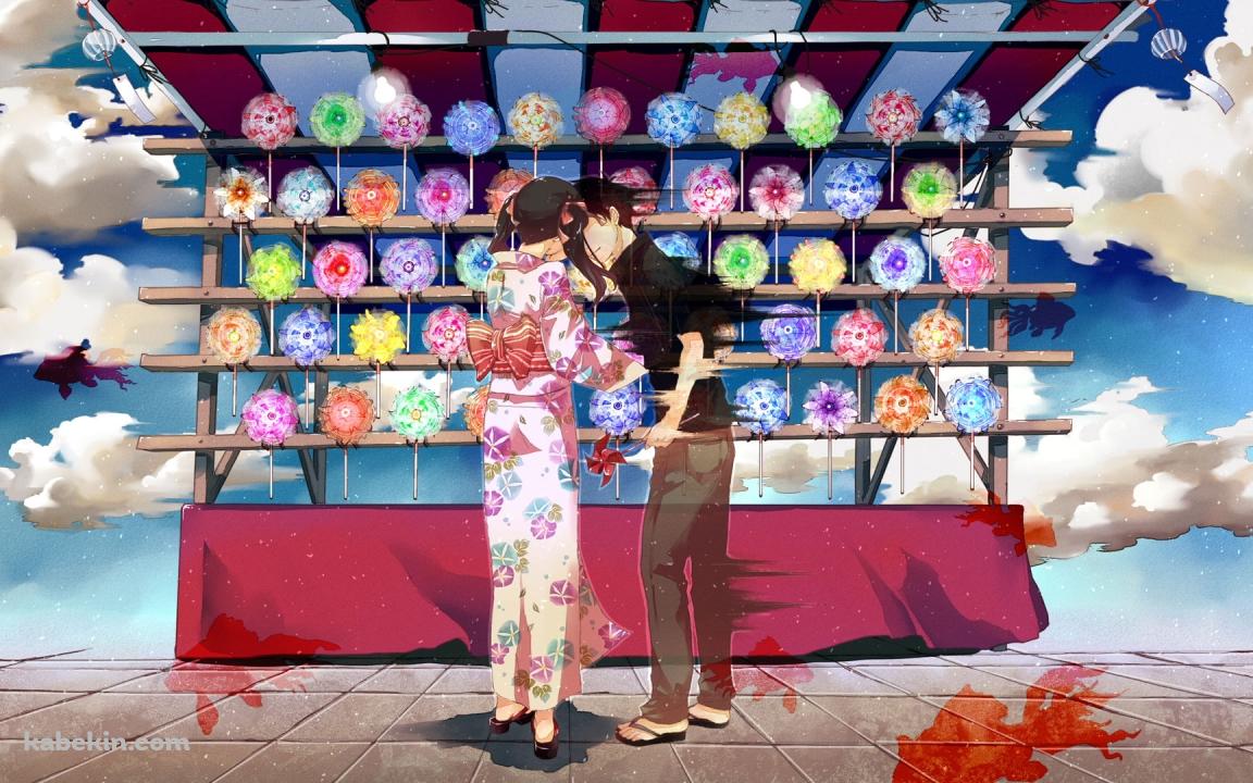 夏祭り 屋台 恋の思い出の壁紙(1152px x 720px) 高画質 PC・デスクトップ用