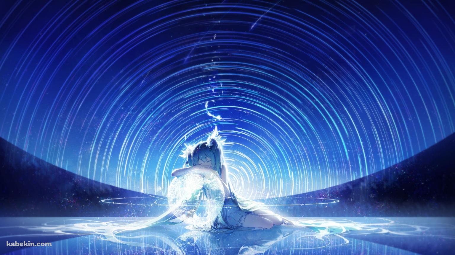 初音ミクと巡る星の壁紙(1536px x 864px) 高画質 PC・デスクトップ用