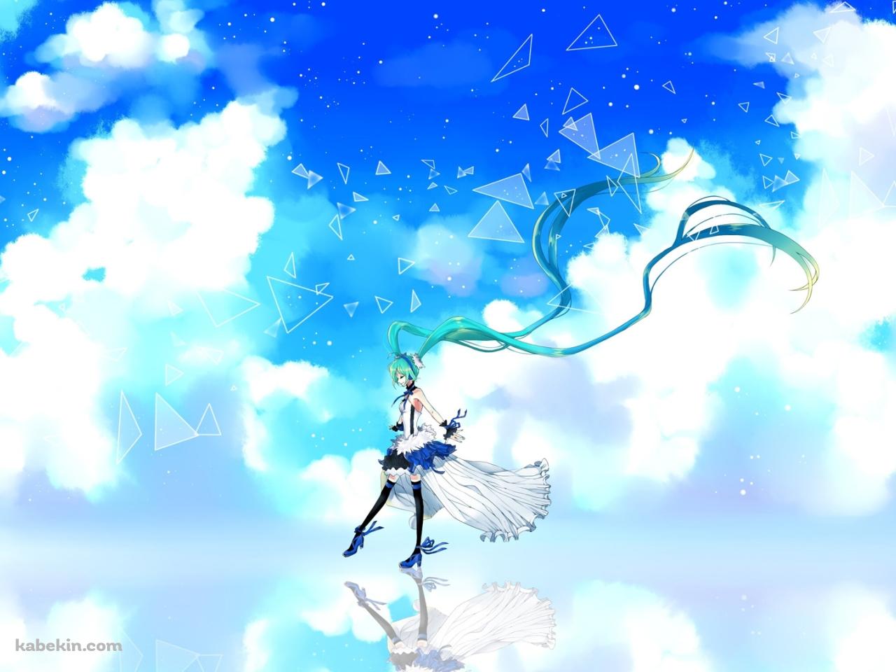 水面を歩く初音ミクの壁紙(1280px x 960px) 高画質 PC・デスクトップ用