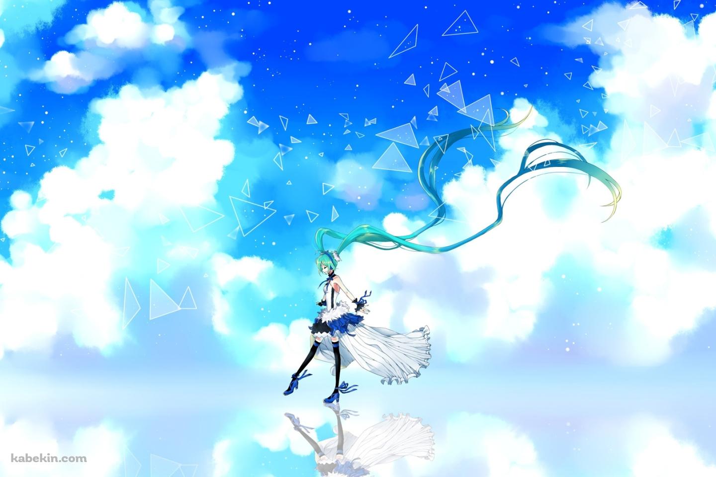 水面を歩く初音ミクの壁紙(1440px x 960px) 高画質 PC・デスクトップ用