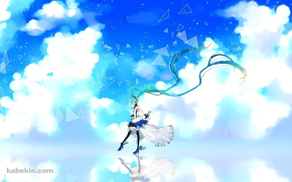水面を歩く初音ミクの壁紙(960px x 600px) 高画質 PC・デスクトップ用