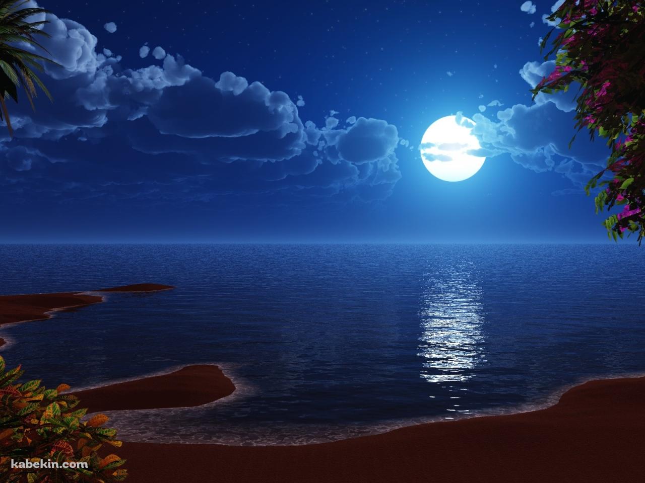 美しい海と月の壁紙(1280px x 960px) 高画質 PC・デスクトップ用