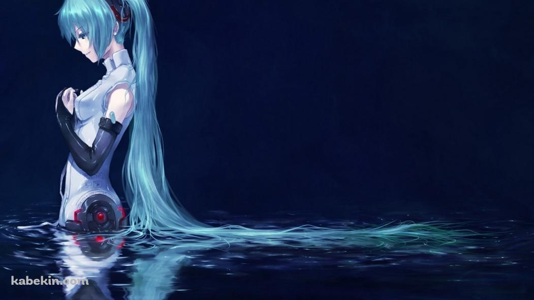 水につかる初音ミクの壁紙(1051px x 591px) 高画質 PC・デスクトップ用