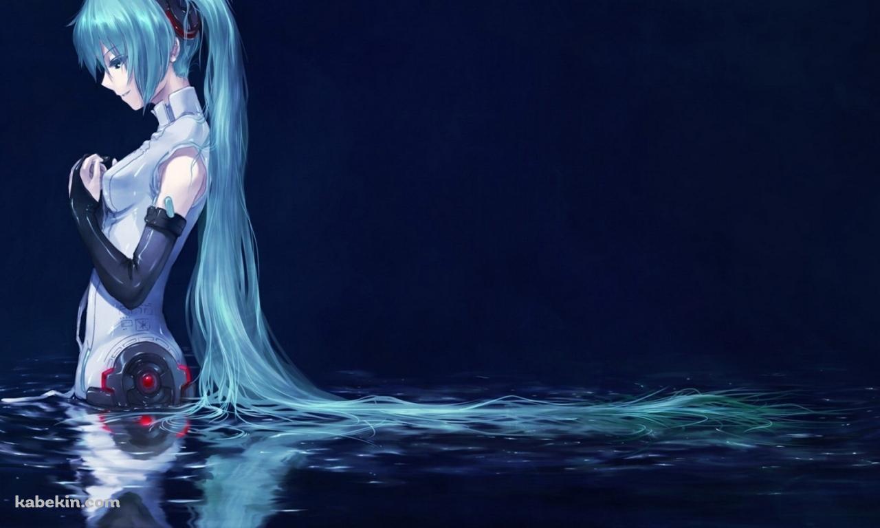 水につかる初音ミクの壁紙(1280px x 768px) 高画質 PC・デスクトップ用