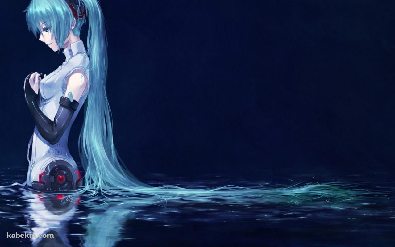水につかる初音ミクの壁紙(1280px x 800px) 高画質 PC・デスクトップ用
