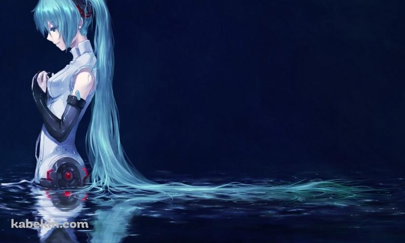 水につかる初音ミクの壁紙(800px x 480px) 高画質 PC・デスクトップ用
