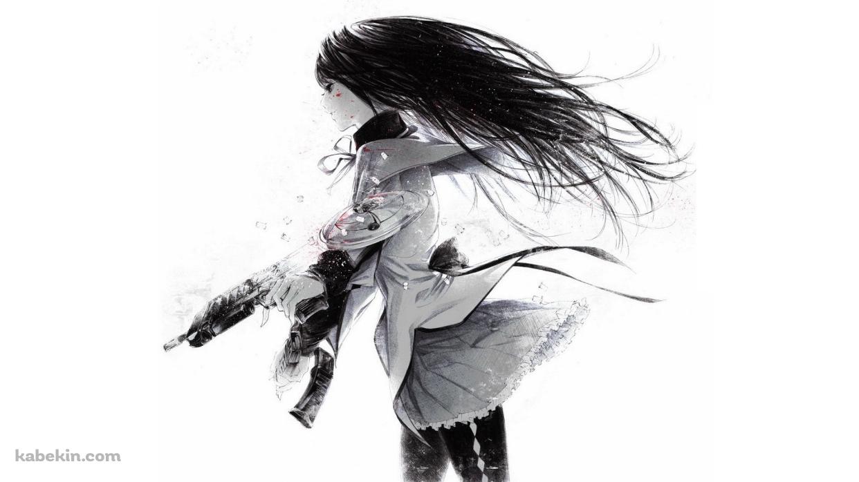 ライフルを持つ少女の壁紙(1242px x 698px) 高画質 PC・デスクトップ用