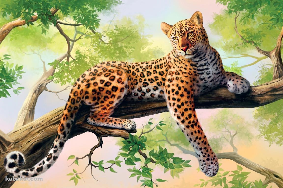 木の上の豹の壁紙(1152px x 768px) 高画質 PC・デスクトップ用