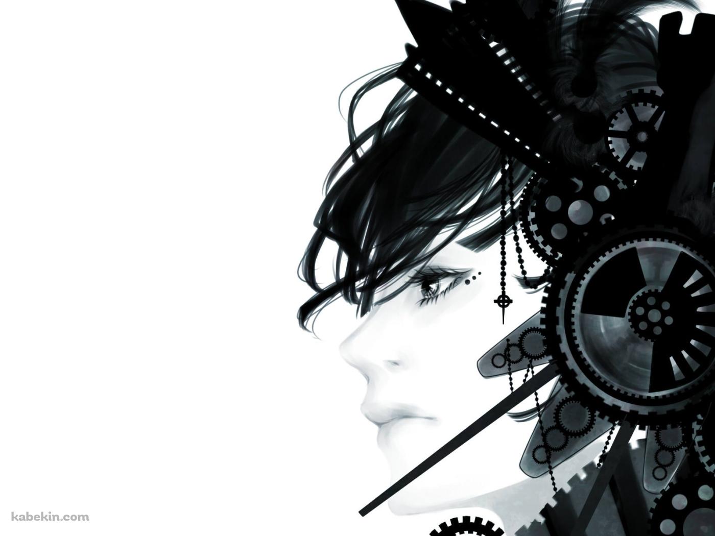 水墨画 ヘッドフォン 女性の壁紙(1400px x 1050px) 高画質 PC・デスクトップ用