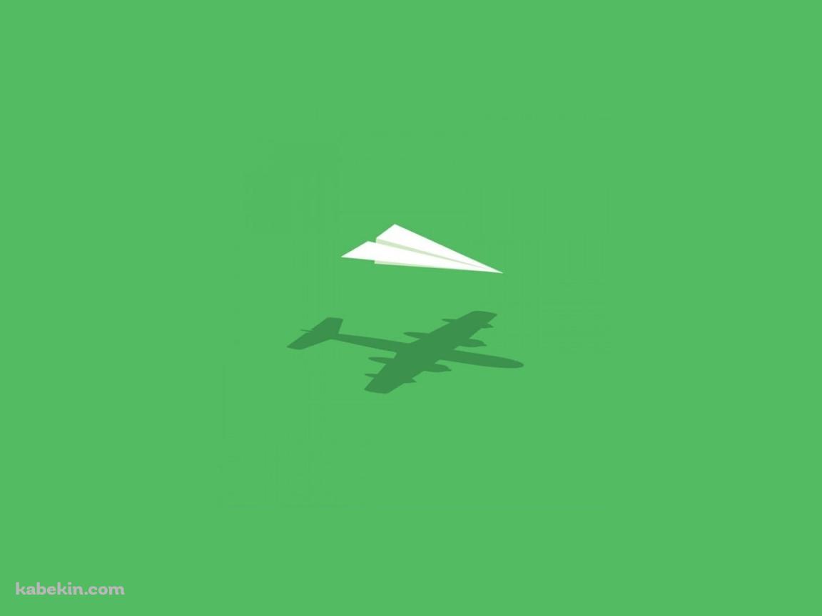 白い紙飛行機 緑の背景の壁紙(1152px x 864px) 高画質 PC・デスクトップ用