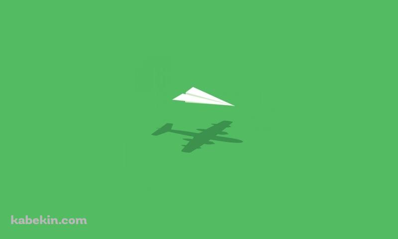 白い紙飛行機 緑の背景の壁紙(800px x 480px) 高画質 PC・デスクトップ用