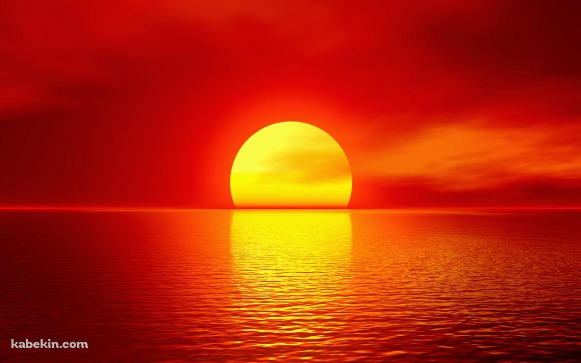 真っ赤な夕日の壁紙(1152px x 720px) 高画質 PC・デスクトップ用