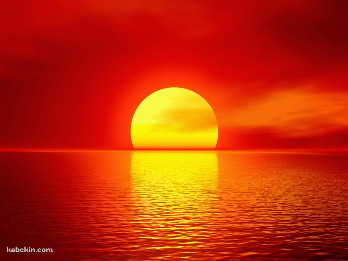 真っ赤な夕日の壁紙(1152px x 864px) 高画質 PC・デスクトップ用
