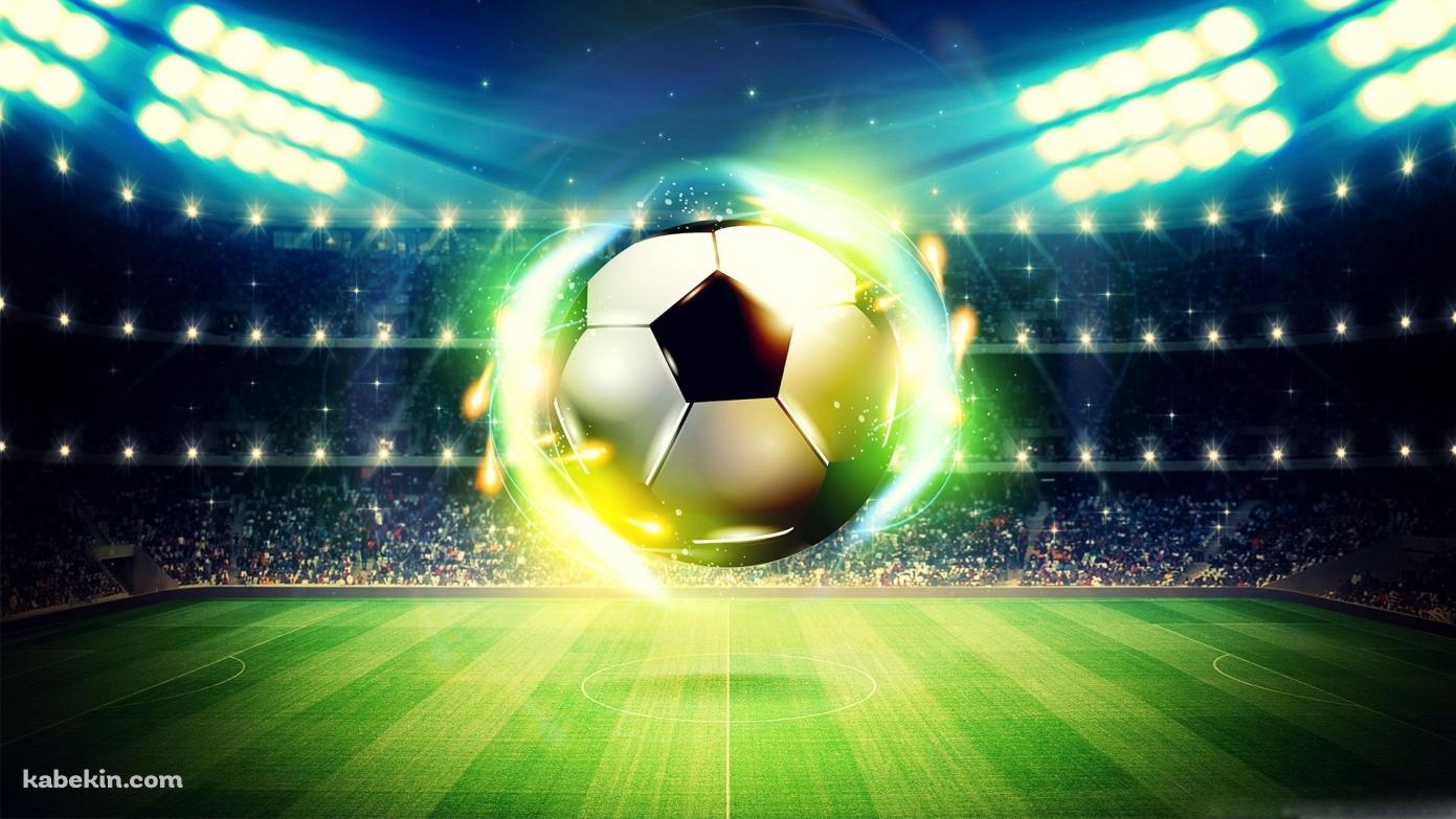 光るサッカーボールの壁紙(1391px x 783px) 高画質 PC・デスクトップ用