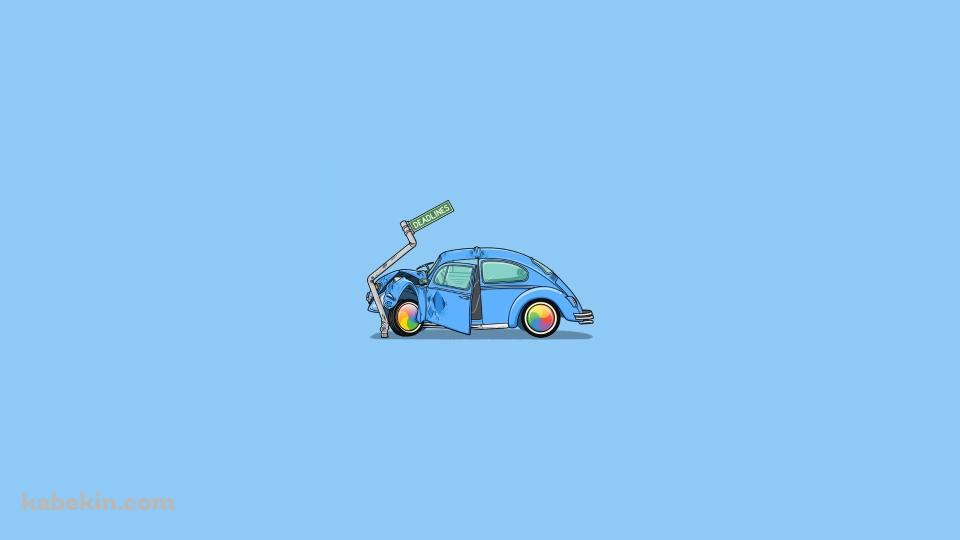 事故車 青のビートルの壁紙(960px x 540px) 高画質 PC・デスクトップ用