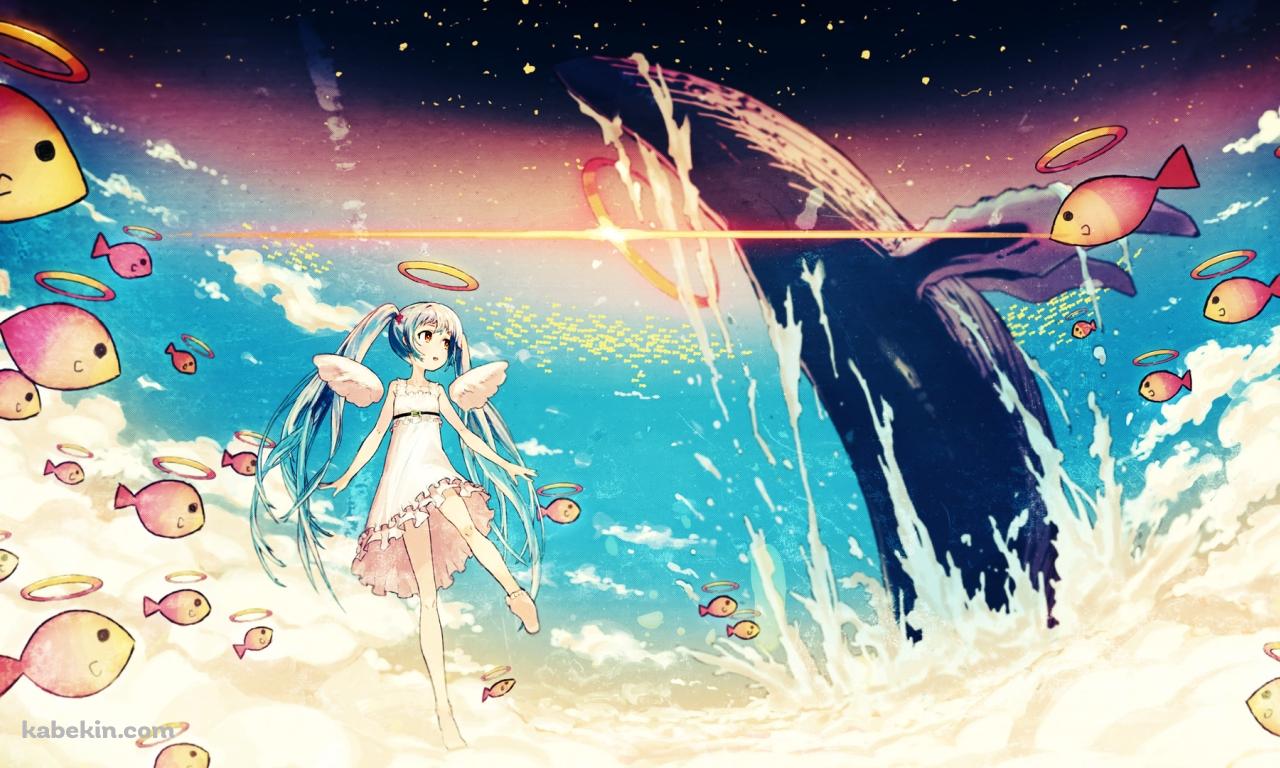 初音ミクとクジラの壁紙(1280px x 768px) 高画質 PC・デスクトップ用