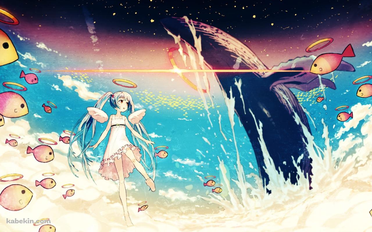 初音ミクとクジラの壁紙(1280px x 800px) 高画質 PC・デスクトップ用