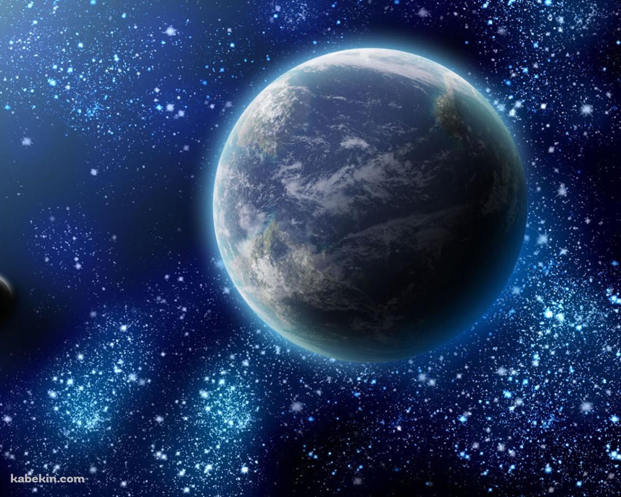 2つの惑星と星空の壁紙(1280px x 1024px) 高画質 PC・デスクトップ用