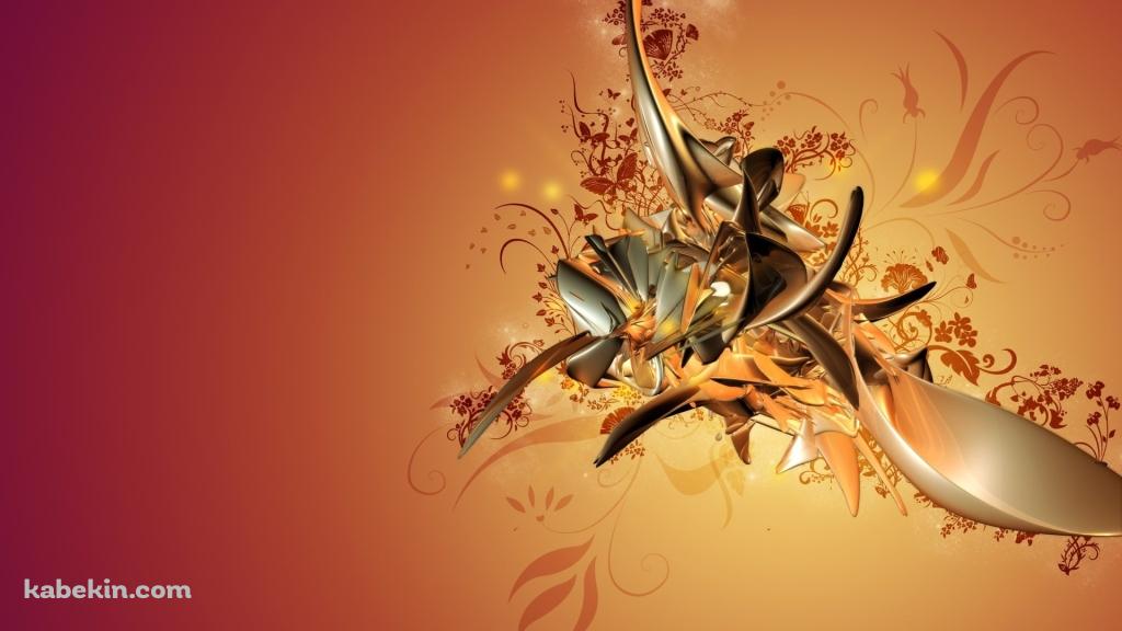 黄金色のアブストラクトの壁紙(1024px x 576px) 高画質 PC・デスクトップ用