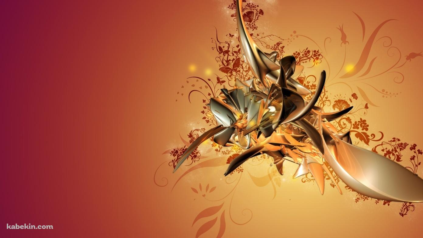 黄金色のアブストラクトの壁紙(1391px x 783px) 高画質 PC・デスクトップ用