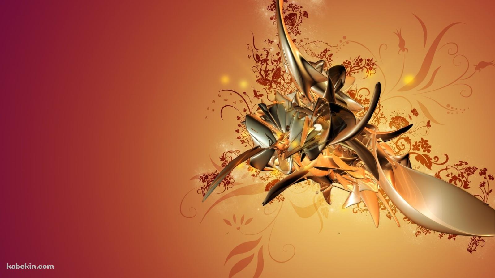 黄金色のアブストラクトの壁紙(1600px x 900px) 高画質 PC・デスクトップ用