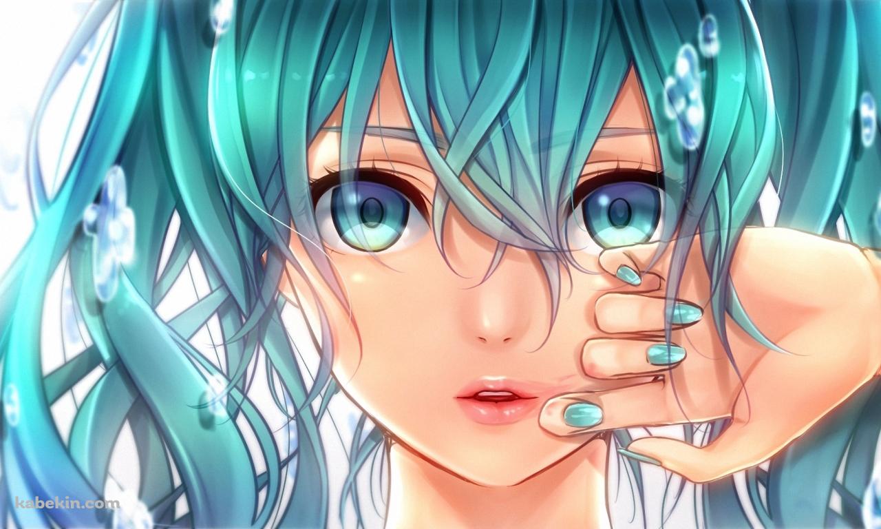 濡れた初音ミクの壁紙(1280px x 768px) 高画質 PC・デスクトップ用