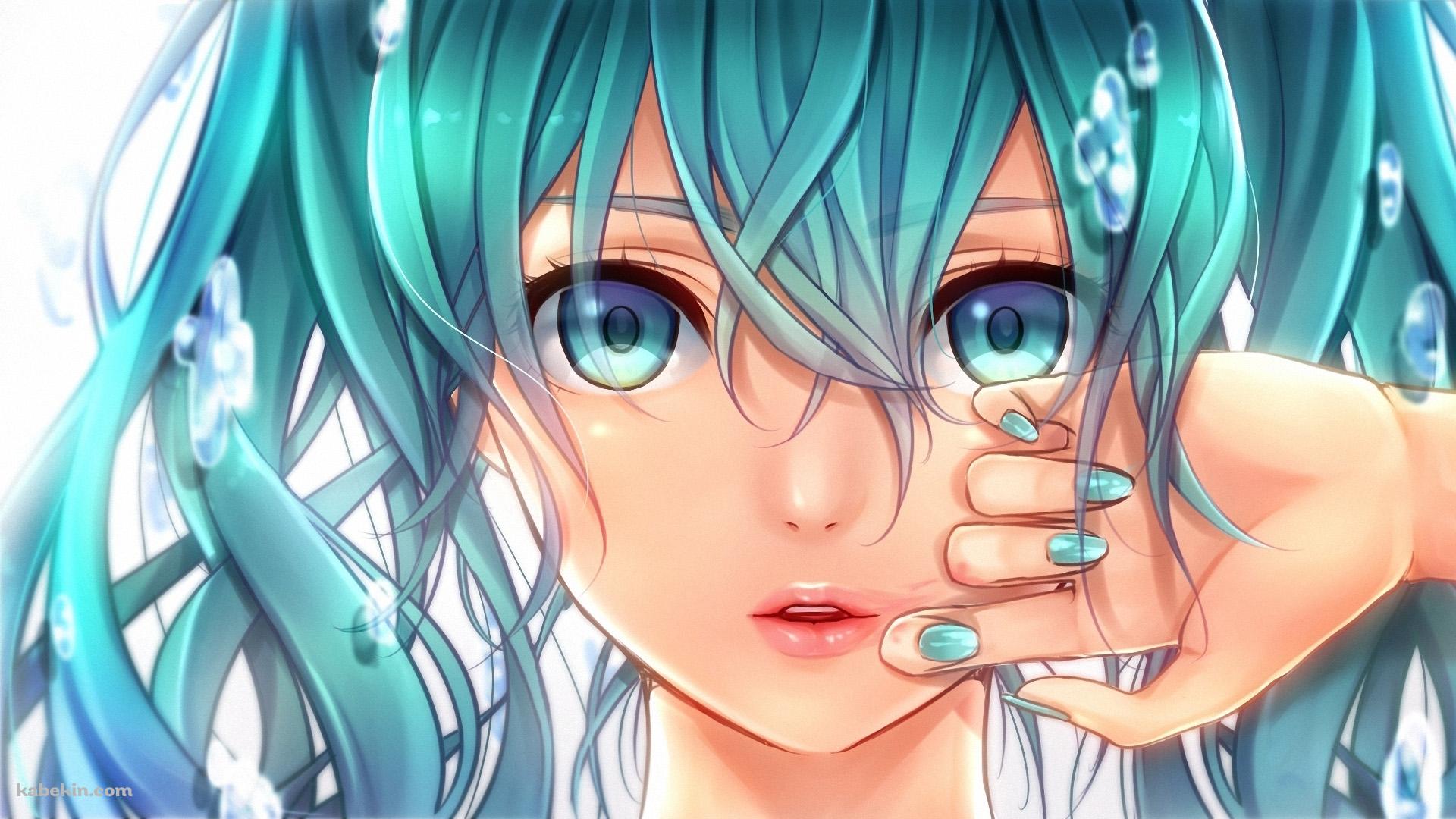 濡れた初音ミクの壁紙(1920px x 1080px) 高画質 PC・デスクトップ用