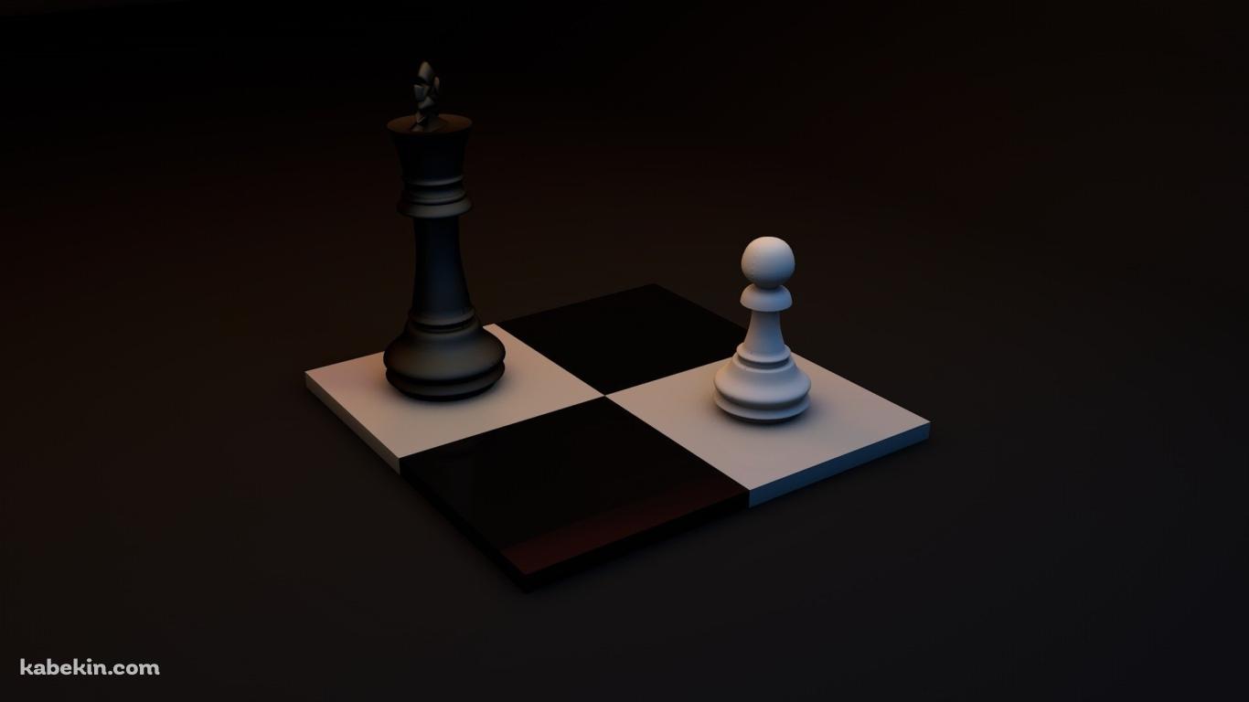 チェス 黒と白の駒の壁紙(1366px x 768px) 高画質 PC・デスクトップ用