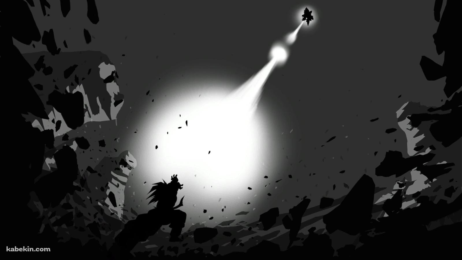 ドラゴンボール 孫悟空 ベジータ モノクロ カメハメ波の壁紙(1600px x 900px) 高画質 PC・デスクトップ用