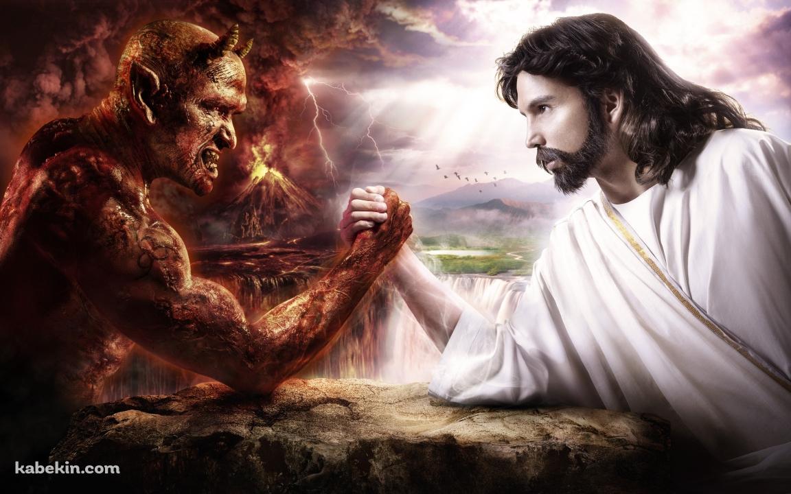 神様VS悪魔の壁紙(1152px x 720px) 高画質 PC・デスクトップ用