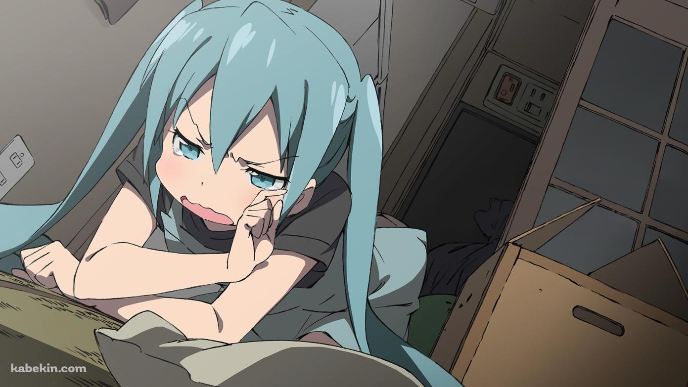 涙目の初音ミク ダンボールの壁紙(1391px x 783px) 高画質 PC・デスクトップ用