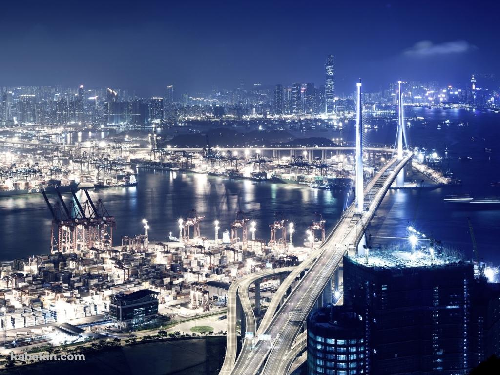 香港の夜景の壁紙(1024px x 768px) 高画質 PC・デスクトップ用