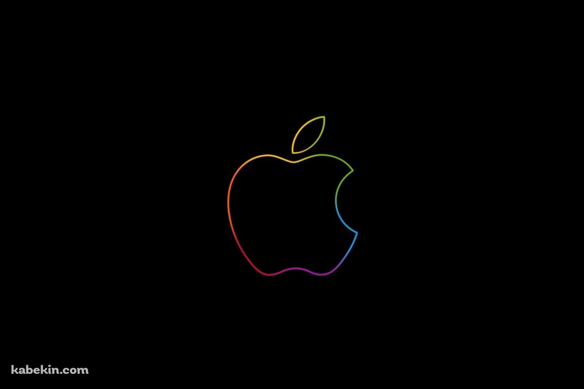 虹色 レインボー Apple ロゴの壁紙(1152px x 768px) 高画質 PC・デスクトップ用