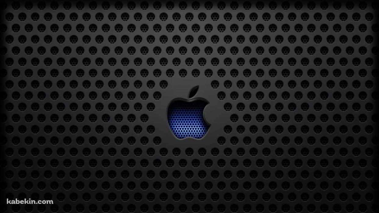 黒い無数の穴が開いているアップル ロゴの壁紙(1242px x 698px) 高画質 PC・デスクトップ用