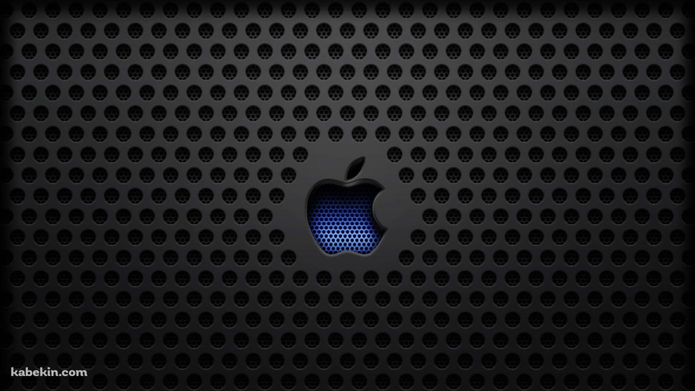 黒い無数の穴が開いているアップル ロゴの壁紙(1391px x 783px) 高画質 PC・デスクトップ用