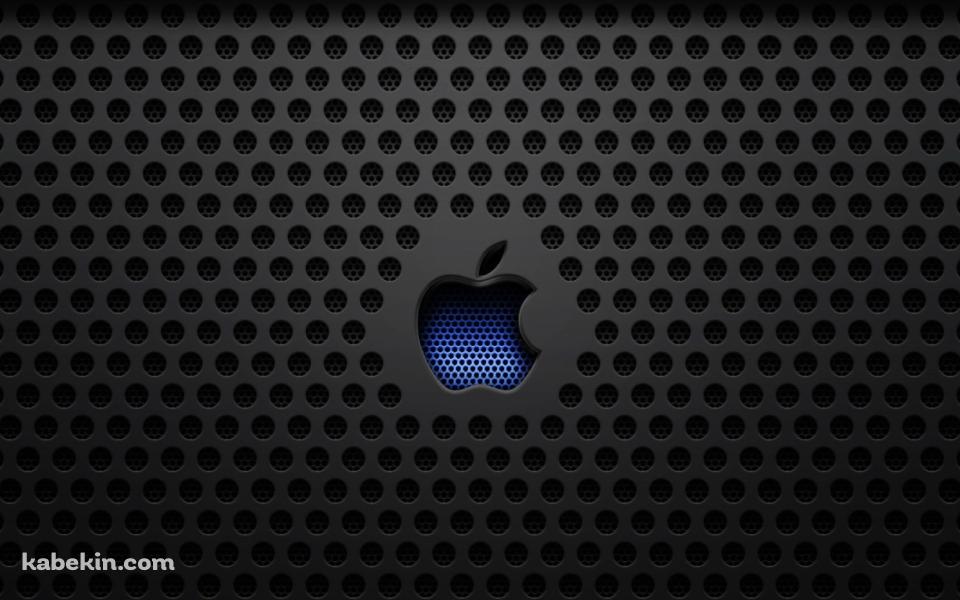 黒い無数の穴が開いているアップル ロゴの壁紙(960px x 600px) 高画質 PC・デスクトップ用