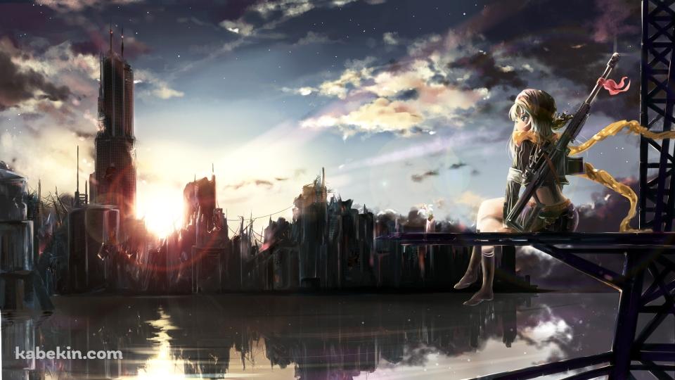 女戦士 朽ちた街の壁紙(960px x 540px) 高画質 PC・デスクトップ用